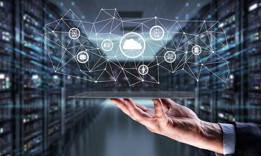 Closeup of a hand holding the concept of a microservice safety-net backup system wrapped around a mainframe system.
